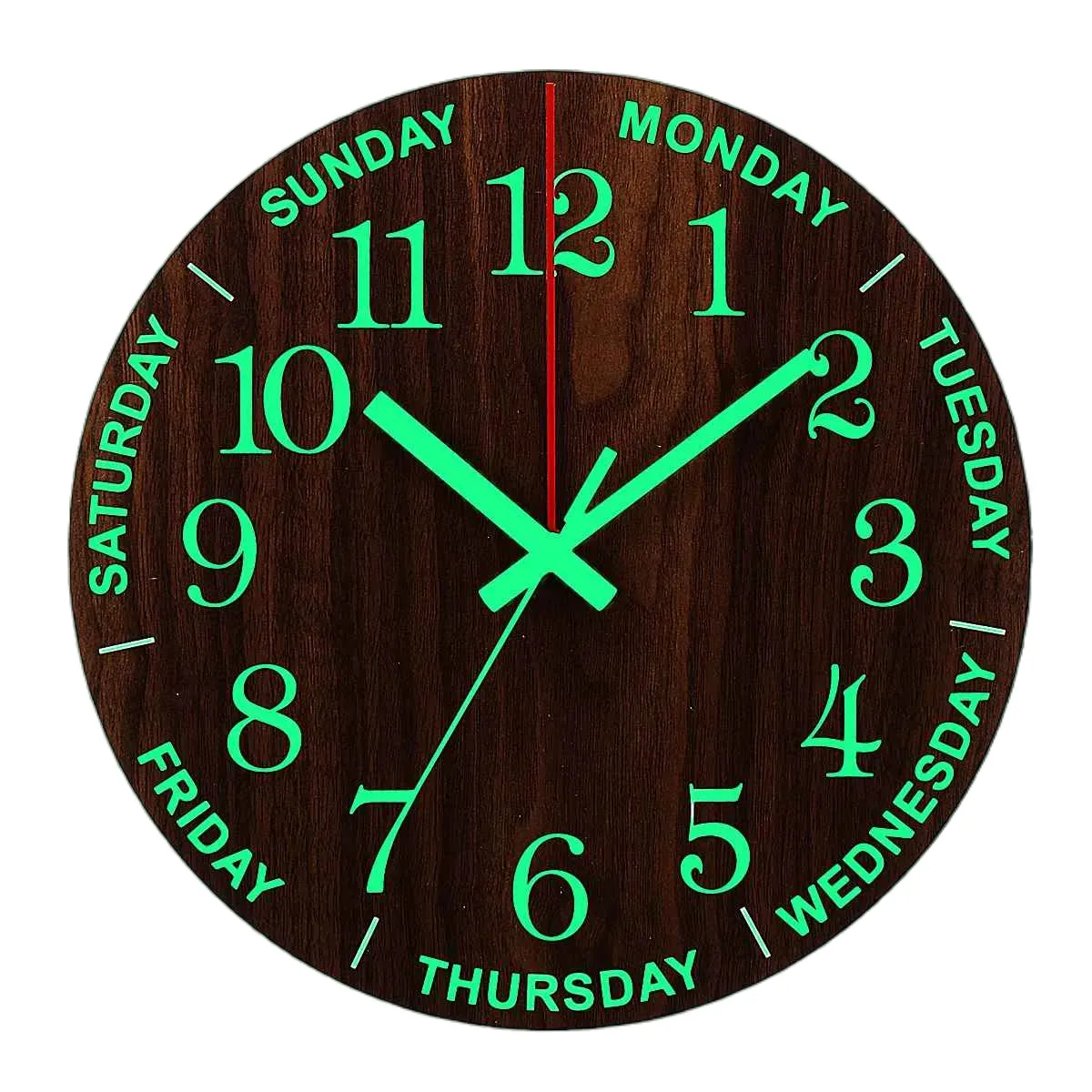 12 Inch Luminous Wall Clock Wood Silent light in dark night Nordic Fashion Wall Clock Non Ticking Clock With Night Light Gift