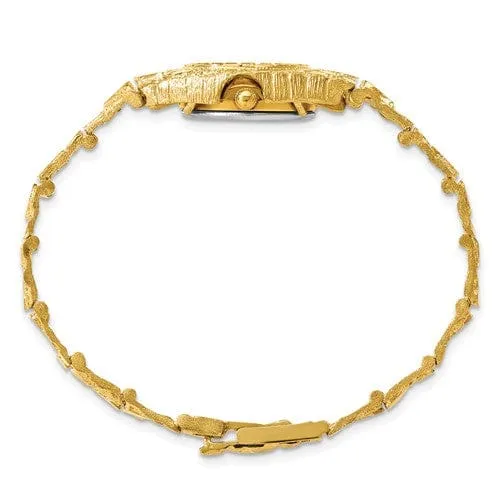 14k Yellow Gold Ladies Circular Nugget Watch