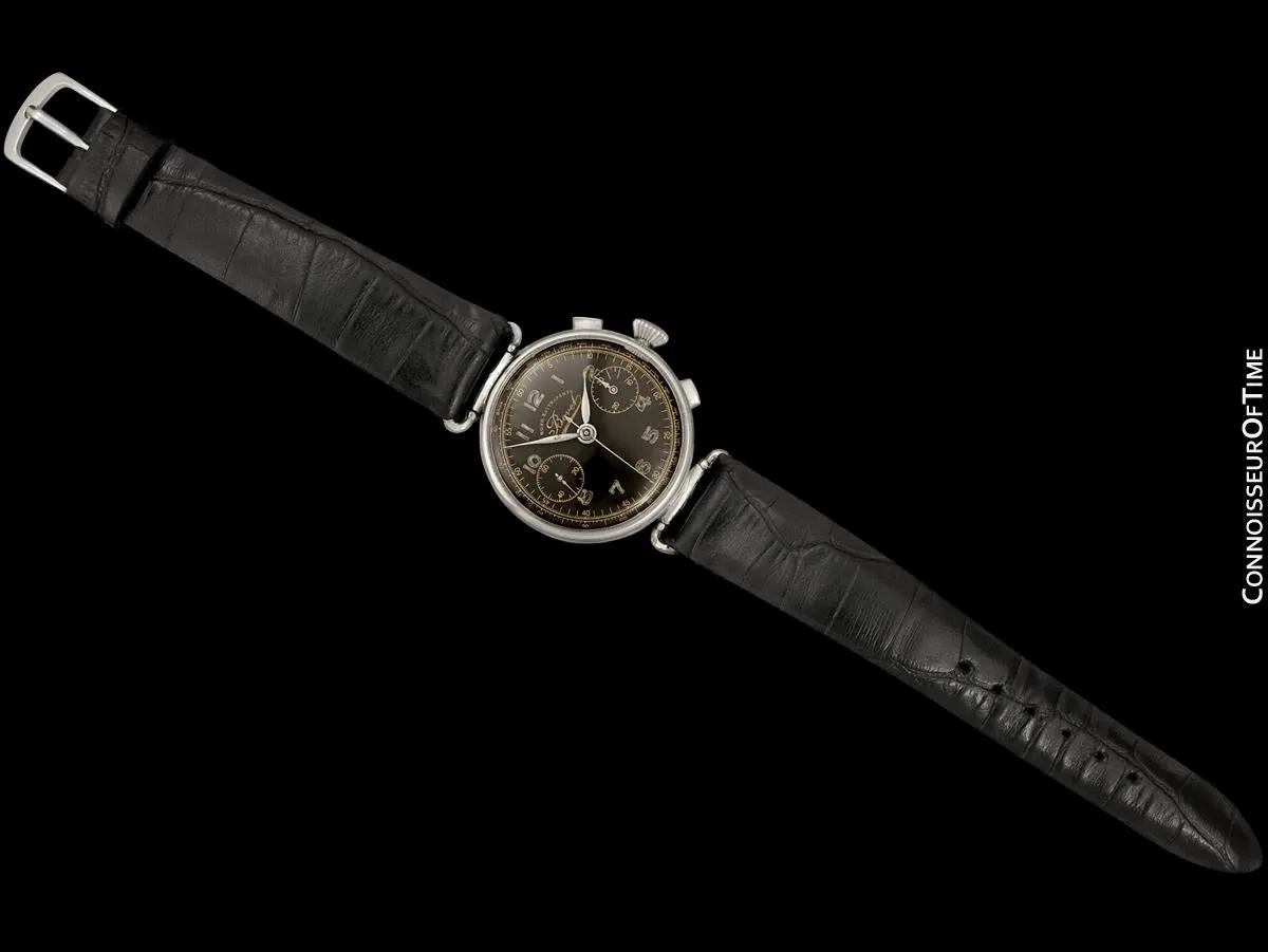 1930's Bovet Mono-Rattrapante Single Split Second Vintage Chronograph - Chrome & Stainless Steel