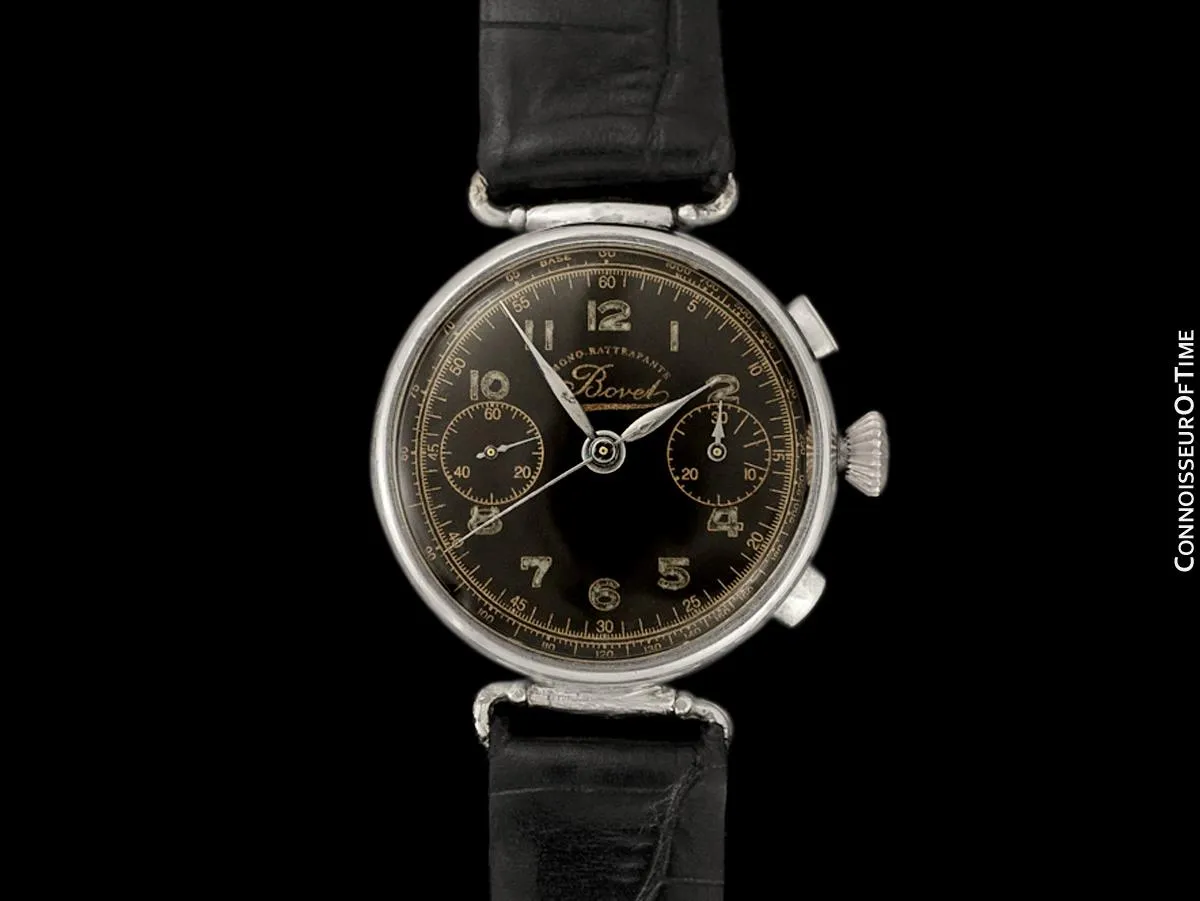 1930's Bovet Mono-Rattrapante Single Split Second Vintage Chronograph - Chrome & Stainless Steel