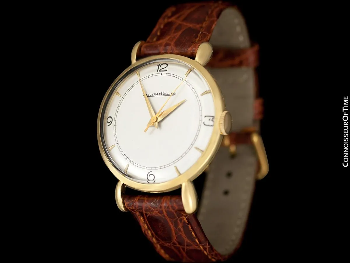 1946 Jaeger-LeCoultre Vintage Large Mens Watch With Tear Drop Lugs - 18K Gold