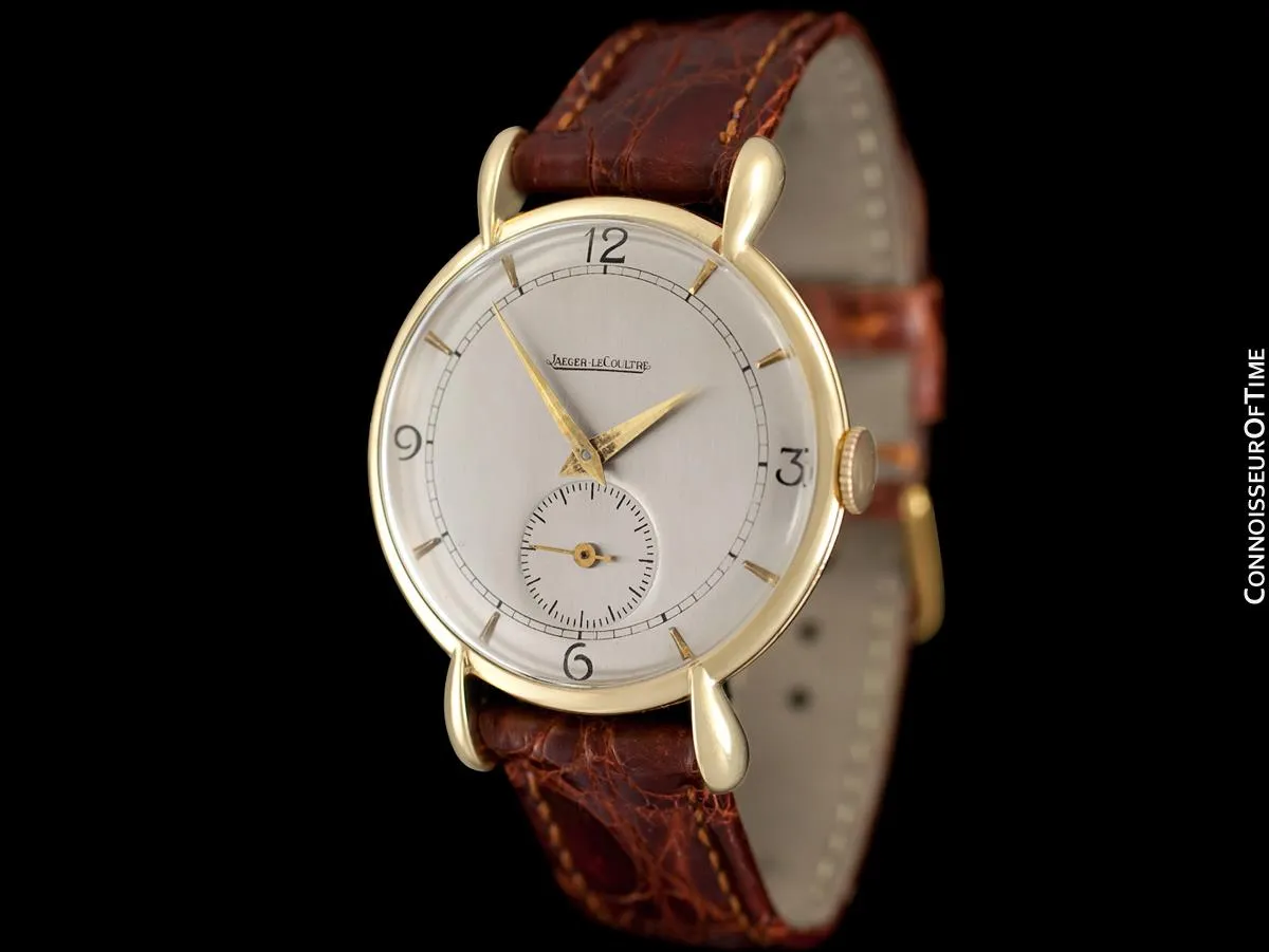 1947 Jaeger-LeCoultre Vintage Large 36mm Mens Watch With Tear Drop Lugs - 18K Gold