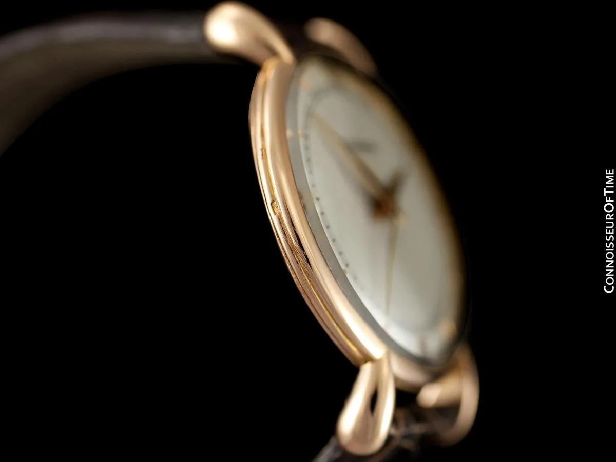 1947 Jaeger-LeCoultre Vintage Large Mens Watch With Tear Drop Lugs - 18K Rose Gold