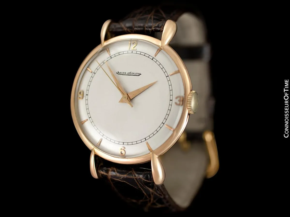1947 Jaeger-LeCoultre Vintage Large Mens Watch With Tear Drop Lugs - 18K Rose Gold