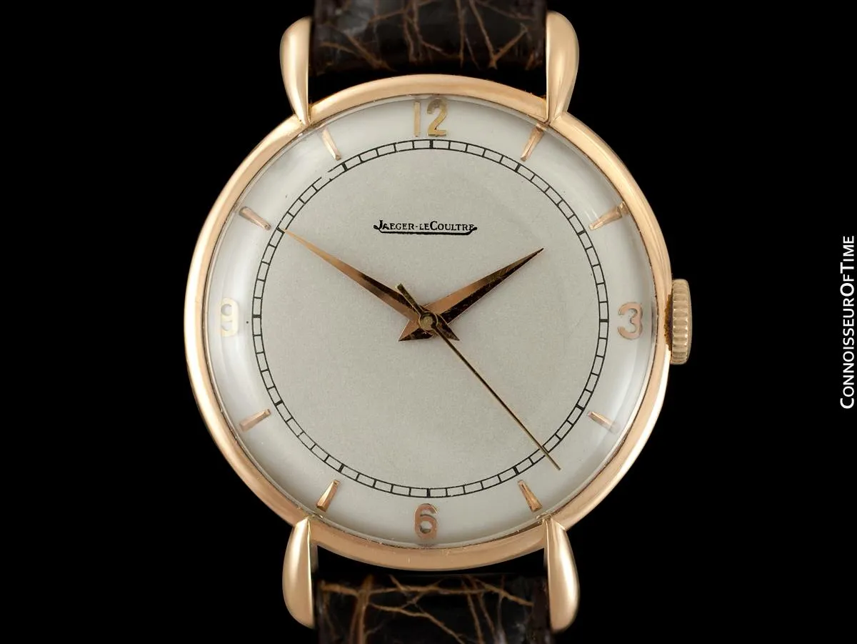 1947 Jaeger-LeCoultre Vintage Large Mens Watch With Tear Drop Lugs - 18K Rose Gold