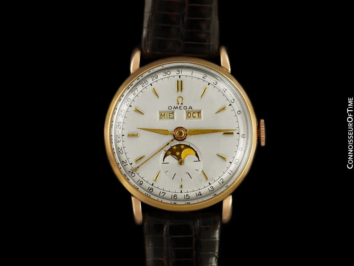 1947 Omega Cosmic Vintage Triple Date, Moon Phase Watch - 18K Rose Gold with Box