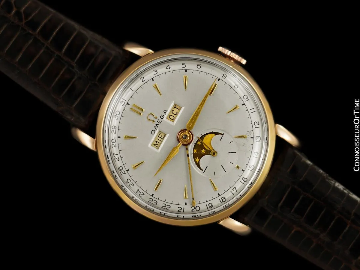 1947 Omega Cosmic Vintage Triple Date, Moon Phase Watch - 18K Rose Gold with Box