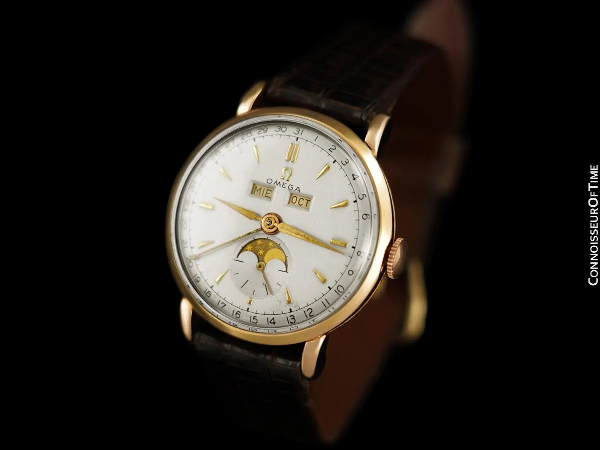 1947 Omega Cosmic Vintage Triple Date, Moon Phase Watch - 18K Rose Gold with Box