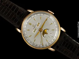 1947 Omega Cosmic Vintage Triple Date, Moon Phase Watch - 18K Rose Gold with Box