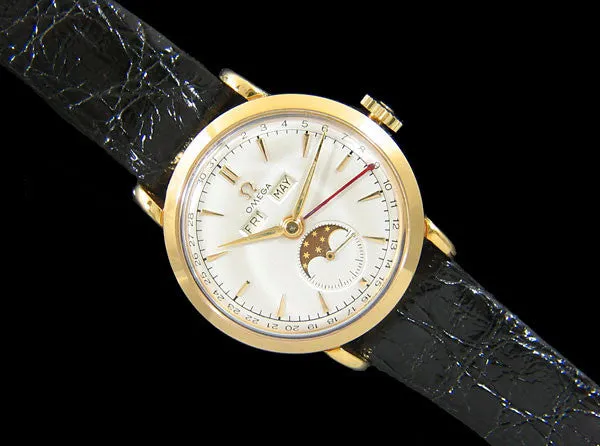 1948 Omega Cosmic Vintage Triple Date Watch with Moon Phase - 18K Gold