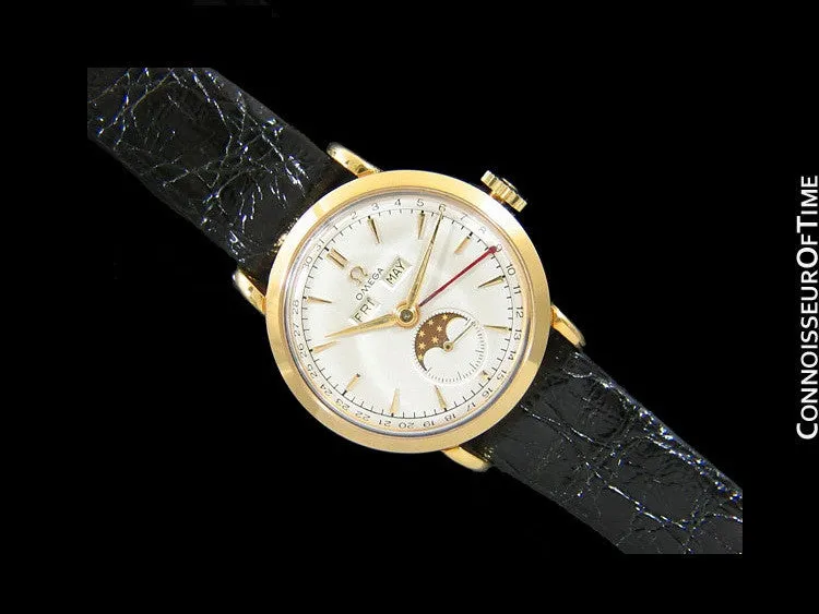 1948 Omega Cosmic Vintage Triple Date Watch with Moon Phase - 18K Gold