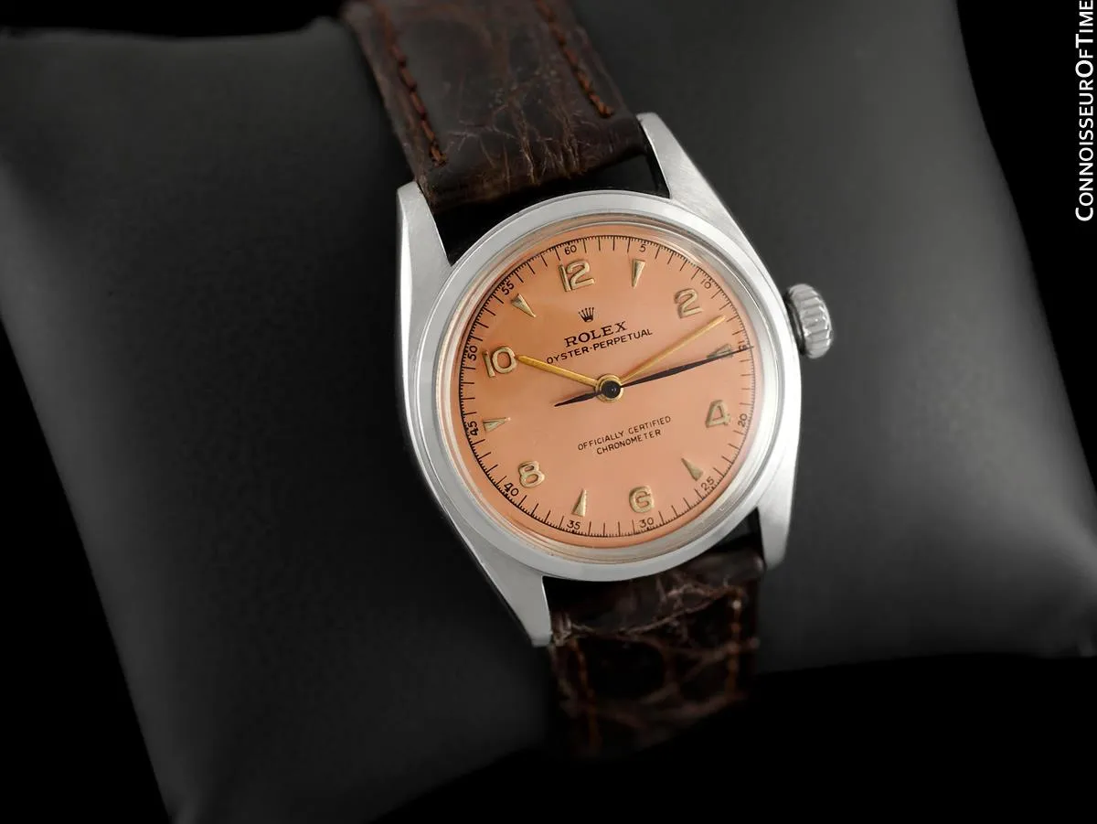 1948 Rolex Vintage Mens WWII Era Rounded Bubbleback, Ref. 5010, Stainless Steel - Very Fine & Rare