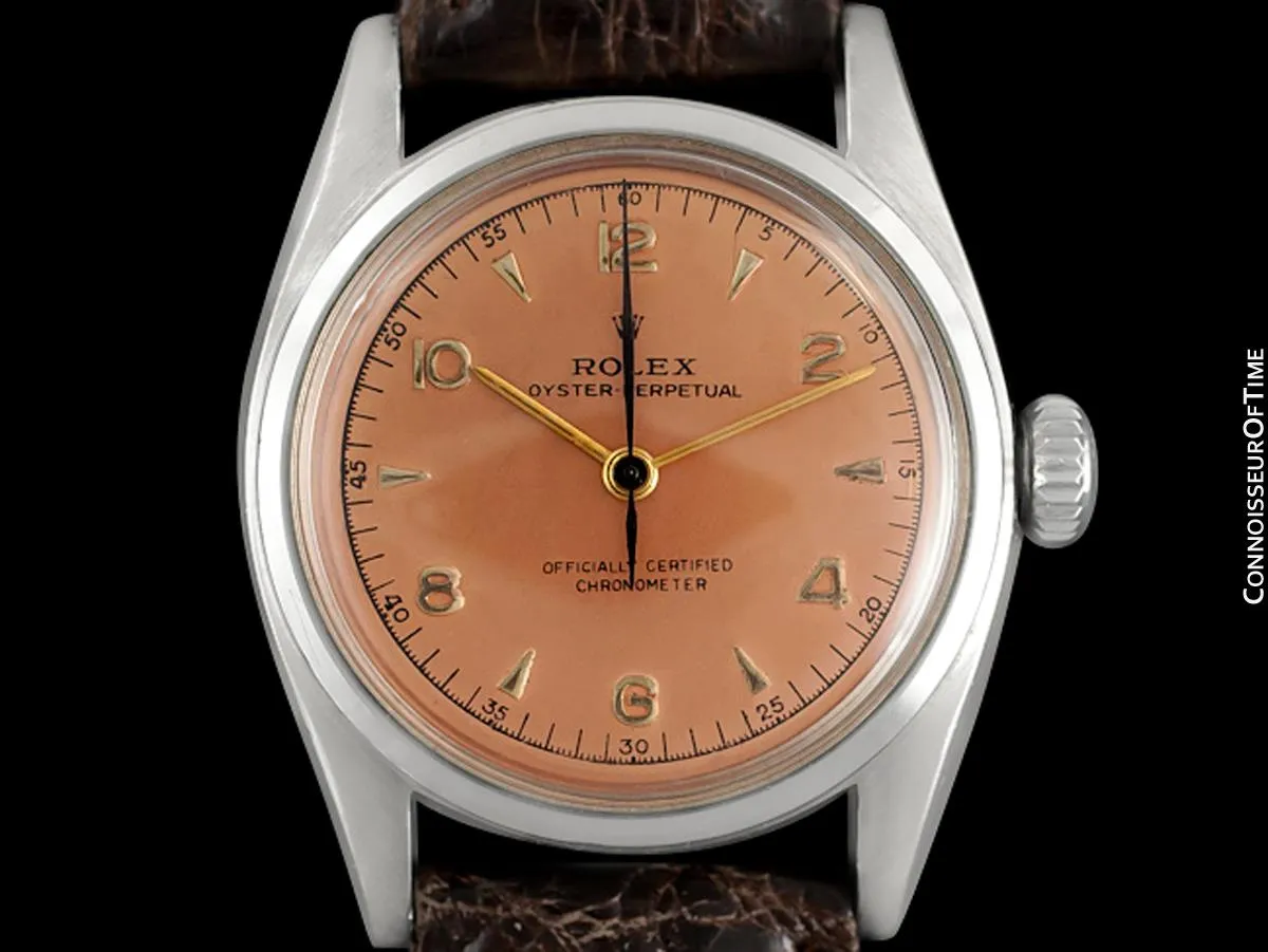 1948 Rolex Vintage Mens WWII Era Rounded Bubbleback, Ref. 5010, Stainless Steel - Very Fine & Rare