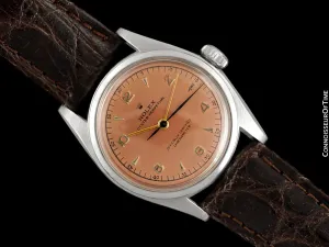 1948 Rolex Vintage Mens WWII Era Rounded Bubbleback, Ref. 5010, Stainless Steel - Very Fine & Rare