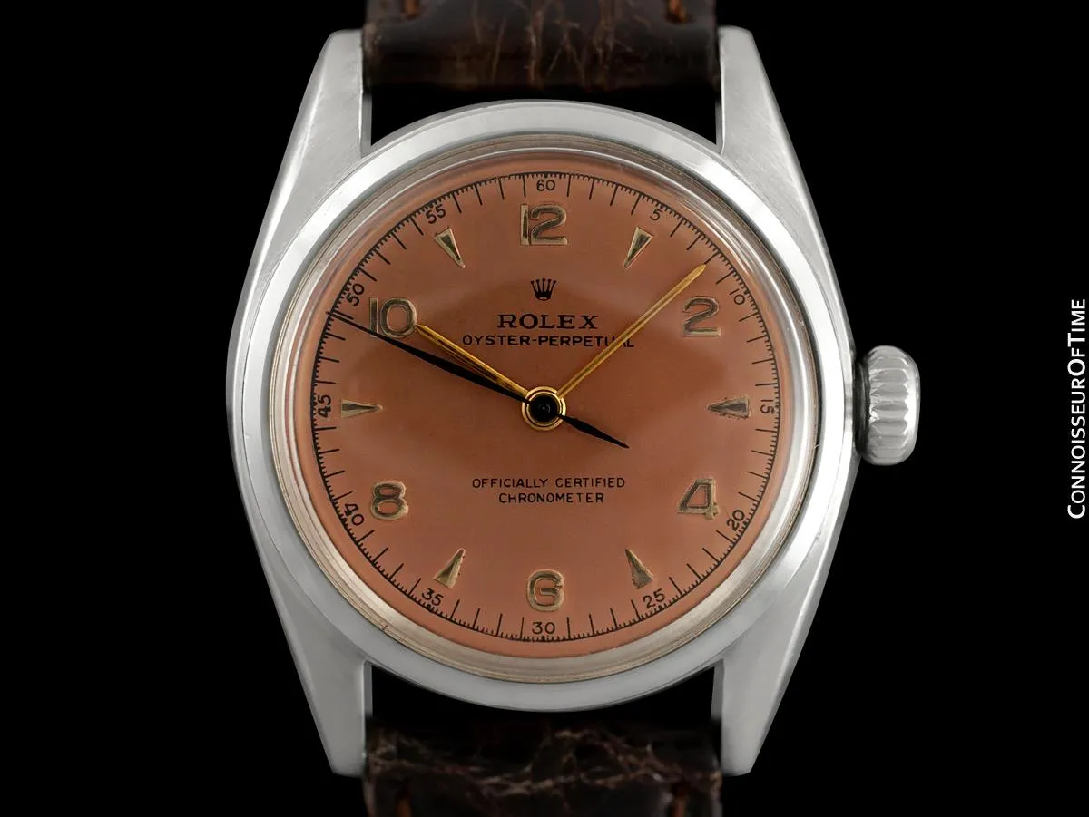 1948 Rolex Vintage Mens WWII Era Rounded Bubbleback, Ref. 5010, Stainless Steel - Very Fine & Rare