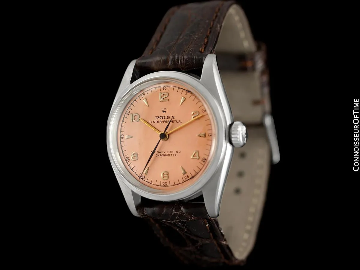 1948 Rolex Vintage Mens WWII Era Rounded Bubbleback, Ref. 5010, Stainless Steel - Very Fine & Rare