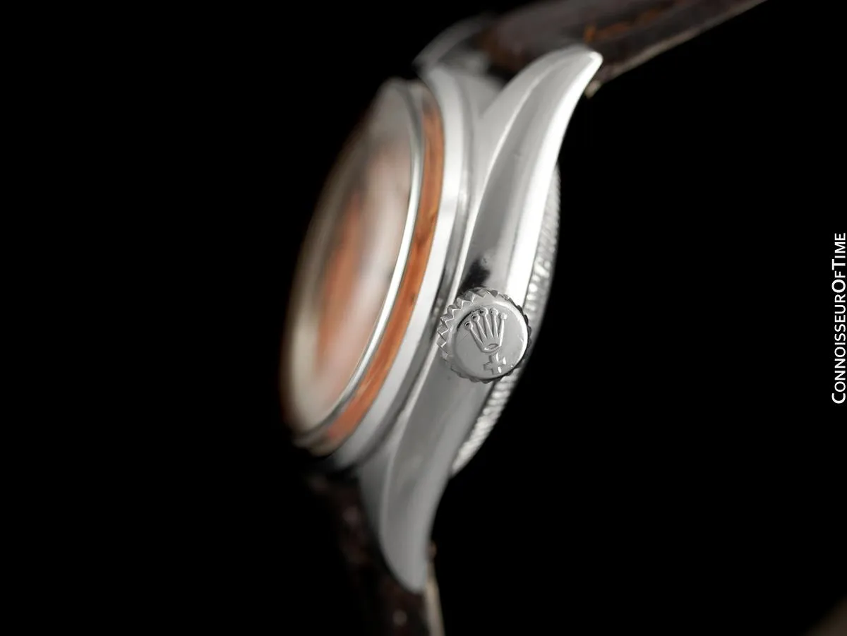 1948 Rolex Vintage Mens WWII Era Rounded Bubbleback, Ref. 5010, Stainless Steel - Very Fine & Rare
