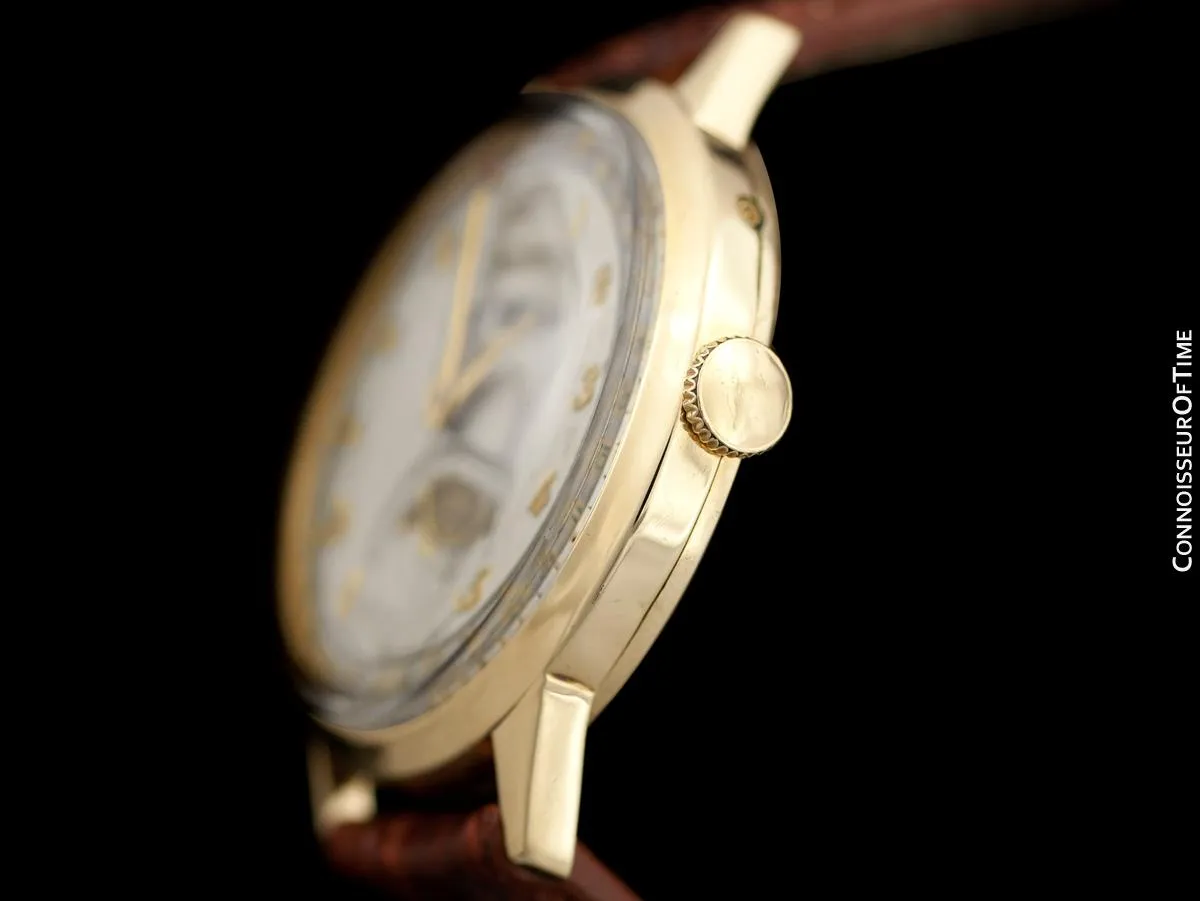 1949 Jaeger-LeCoultre Vintage Mens Triple Date Moon Phase Calendar Watch - 10K Gold Filled