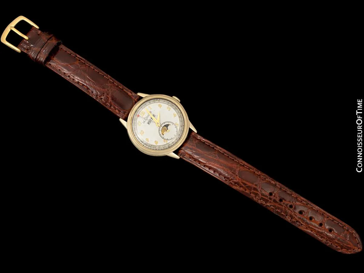 1949 Jaeger-LeCoultre Vintage Mens Triple Date Moon Phase Calendar Watch - 10K Gold Filled