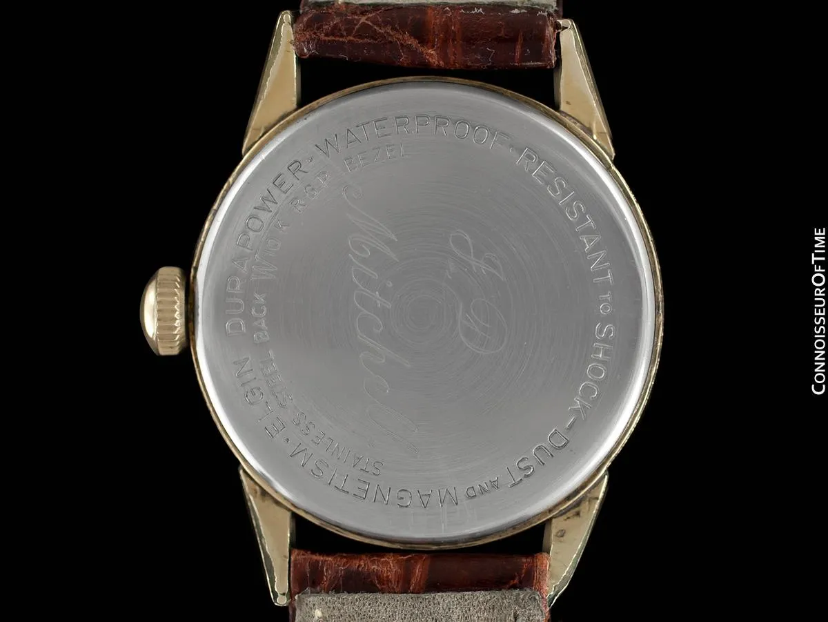 1950's Elgin Direct Read "Golf Ball " Mens Midsize Digital Jump Hour Watch - 10K Gold Filled & Stainless Steel