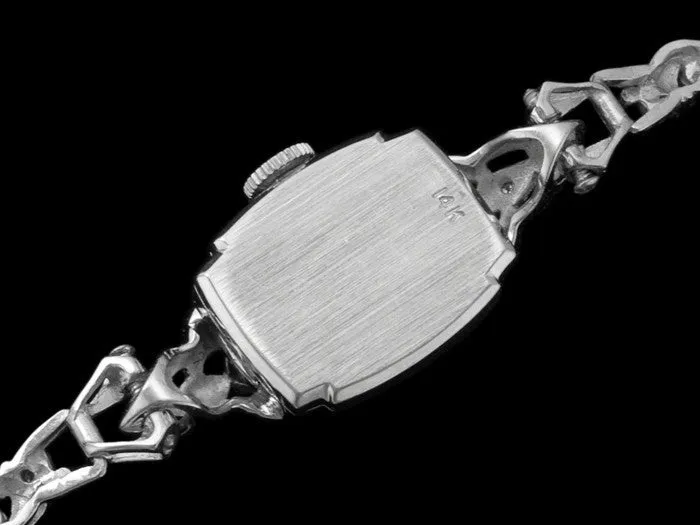1950's Elgin Vintage Ladies Watch - 14K White Gold & Diamonds