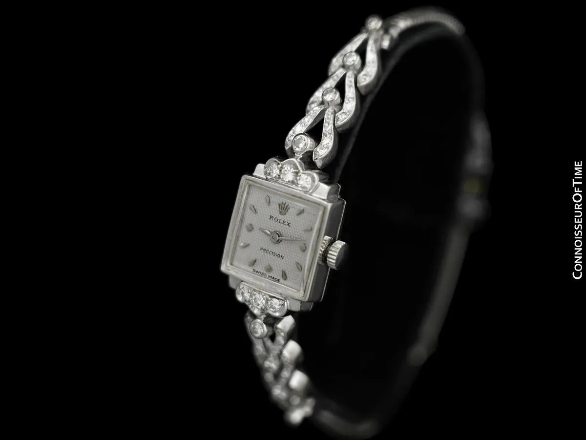 1950's Rolex Ladies Vintage Cocktail Watch - 18K White Gold & Diamonds