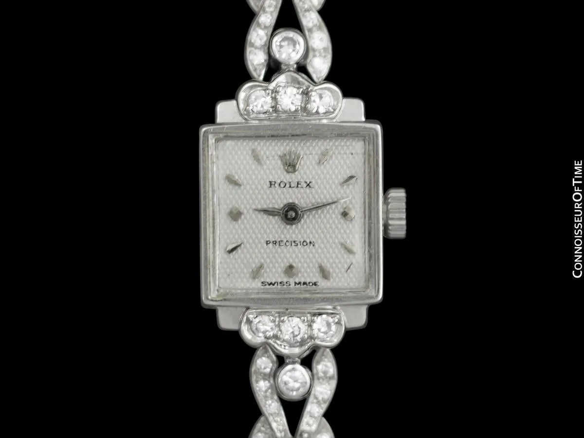 1950's Rolex Ladies Vintage Cocktail Watch - 18K White Gold & Diamonds