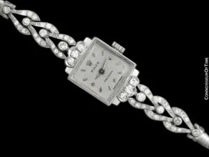 1950's Rolex Ladies Vintage Cocktail Watch - 18K White Gold & Diamonds