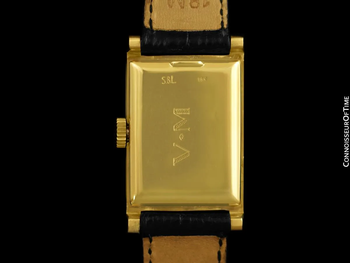 1952 Patek Philippe Vintage Mens Ref. 1588 "Pagoda" Serpico Y Laino Large Rectangular Watch - 18K Gold with Extract