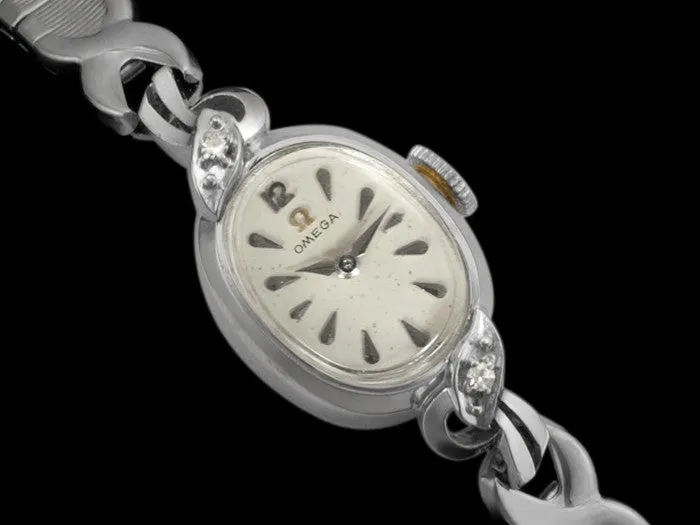 1956 Omega Vintage Ladies Watch - 14K White Gold & Diamonds