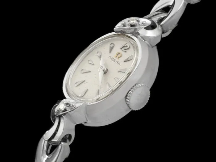 1956 Omega Vintage Ladies Watch - 14K White Gold & Diamonds