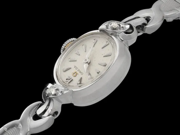 1956 Omega Vintage Ladies Watch - 14K White Gold & Diamonds