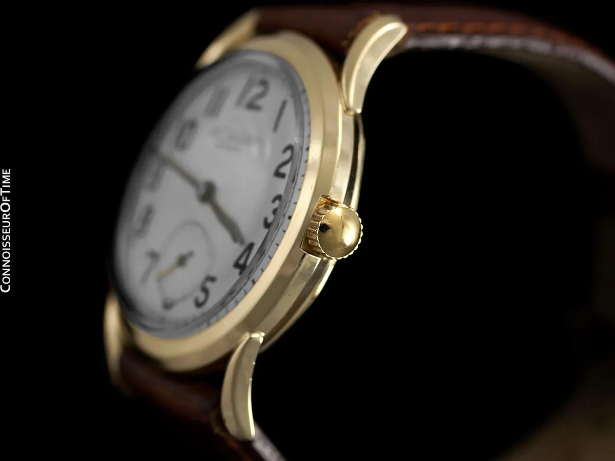 1957 Jaeger-LeCoultre Vintage Watch, Automatic with Bombe Lugs - 14K Gold
