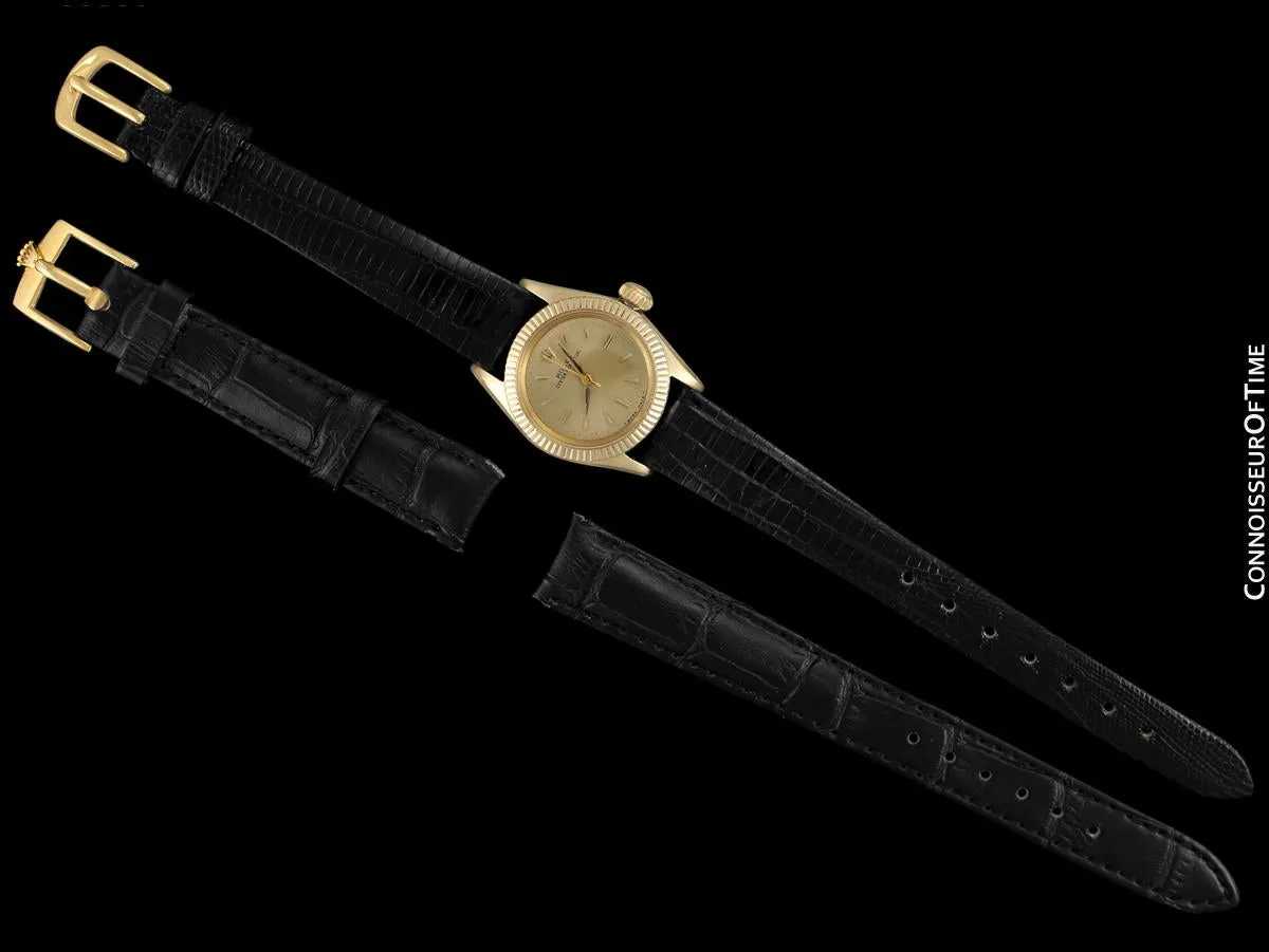1959 Rolex Oyster Perpetual Classic Ladies Vintage Watch - 14K Gold