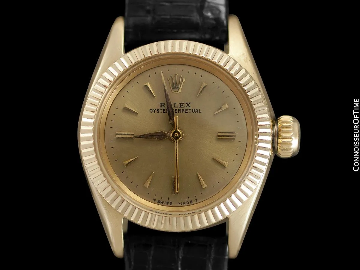 1959 Rolex Oyster Perpetual Classic Ladies Vintage Watch - 14K Gold