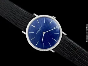 1960's Audemars Piguet Vintage Mens Full Size Thin Dress Watch with Clous de Paris Bezel - 18K White Gold