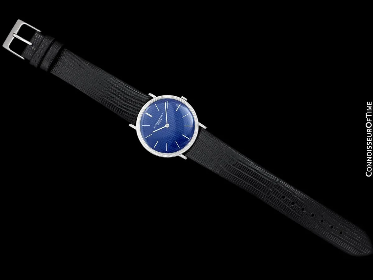 1960's Audemars Piguet Vintage Mens Full Size Thin Dress Watch with Clous de Paris Bezel - 18K White Gold