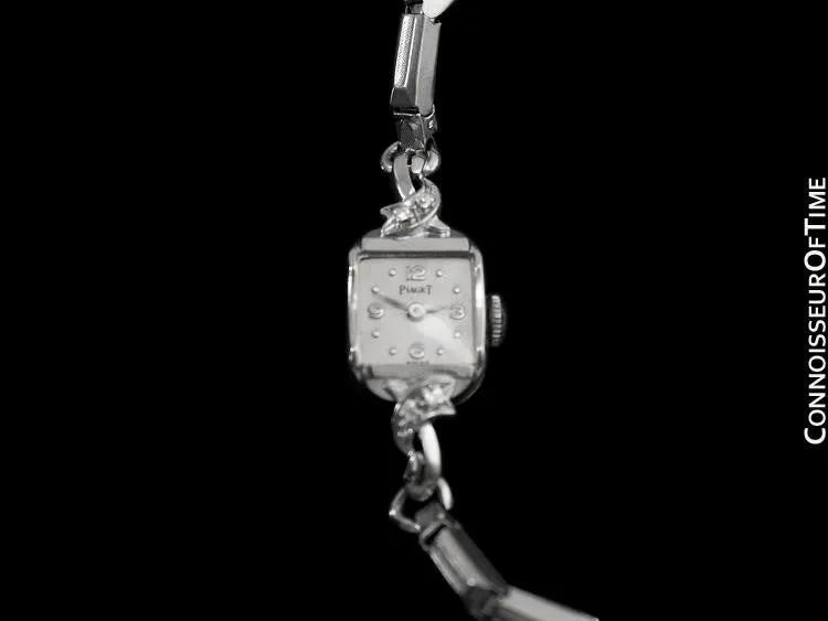 1960's Piaget Vintage Ladies Handwound Dress Watch - 14K White Gold & Diamonds