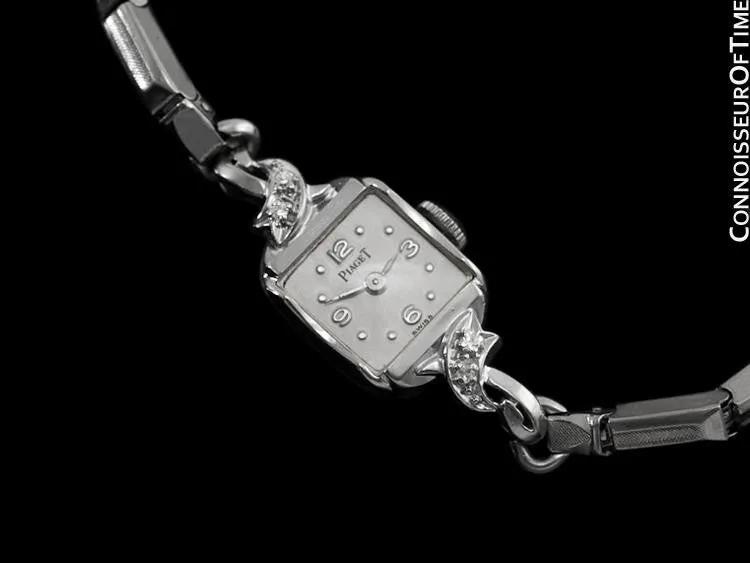1960's Piaget Vintage Ladies Handwound Dress Watch - 14K White Gold & Diamonds