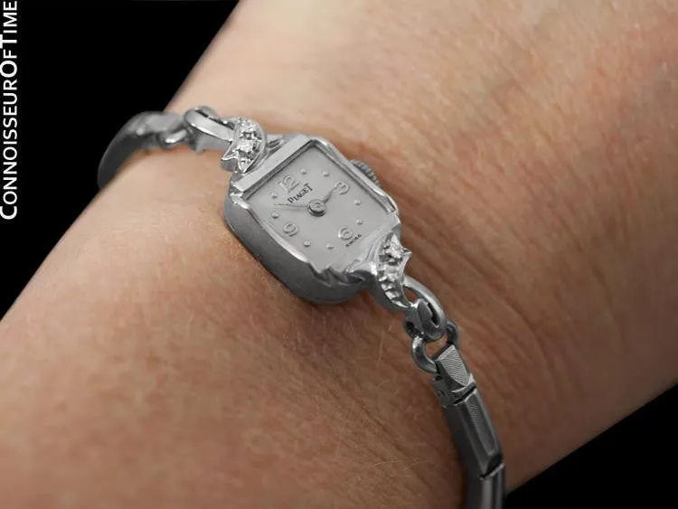 1960's Piaget Vintage Ladies Handwound Dress Watch - 14K White Gold & Diamonds
