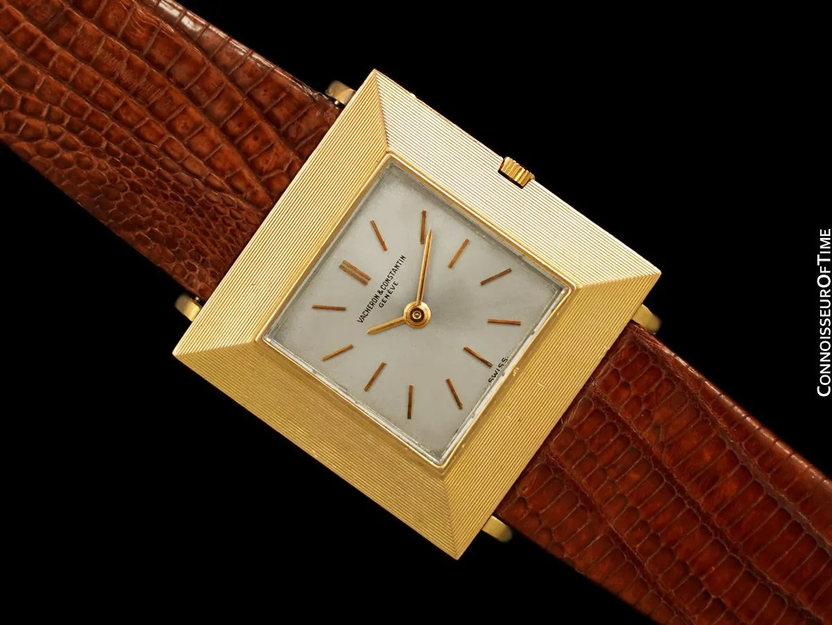 1960's Vacheron & Constantin Vintage "Extra-Flat" Modernist Mens Watch - 18K Rose Gold