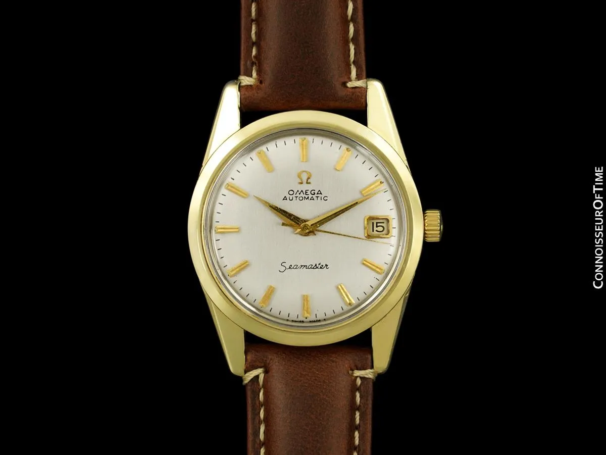 1961 Omega Seamaster Calendar Vintage Mens Cal. 562 14K Gold Shell Watch - Omega Boxes & Papers