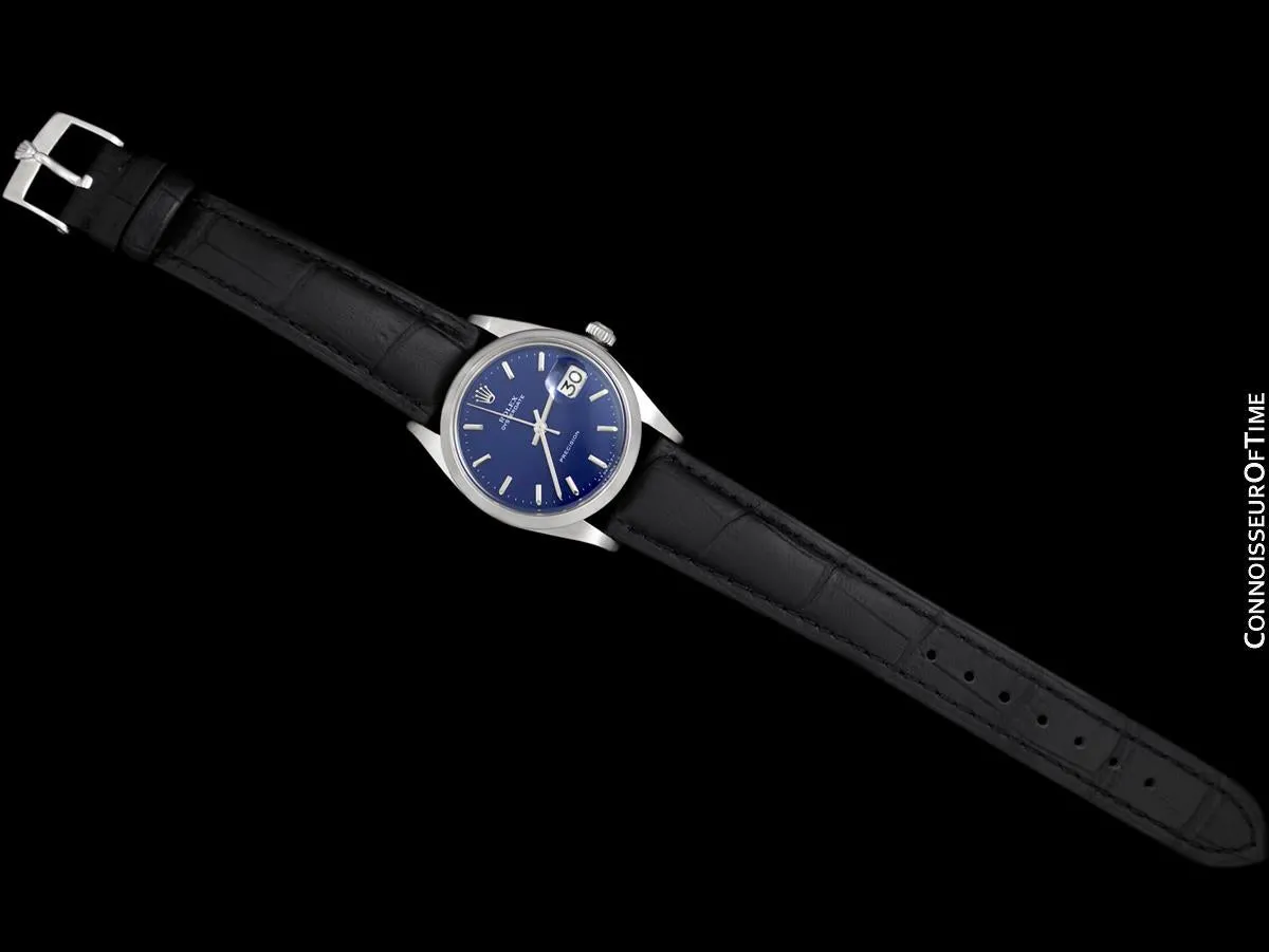 1961 Rolex Oysterdate Vintage Mens Blue Dial Watch with Date - Stainless Steel