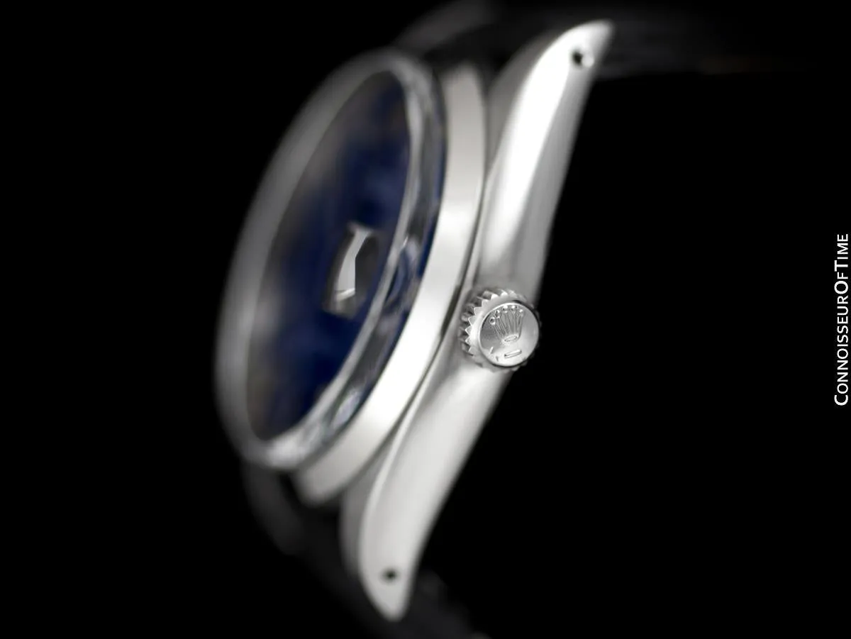 1961 Rolex Oysterdate Vintage Mens Blue Dial Watch with Date - Stainless Steel