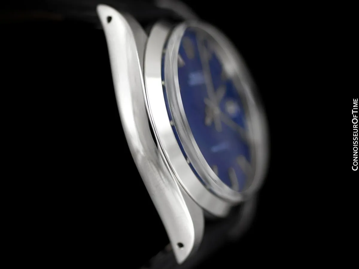 1961 Rolex Oysterdate Vintage Mens Blue Dial Watch with Date - Stainless Steel