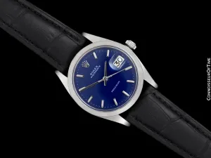 1961 Rolex Oysterdate Vintage Mens Blue Dial Watch with Date - Stainless Steel