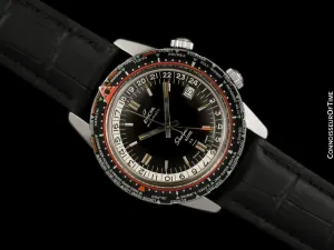 1964 Enicar Sherpa Guide 33 GMT World Time Mens Pilots Compressor Watch, Extra Large Size - Stainless Steel