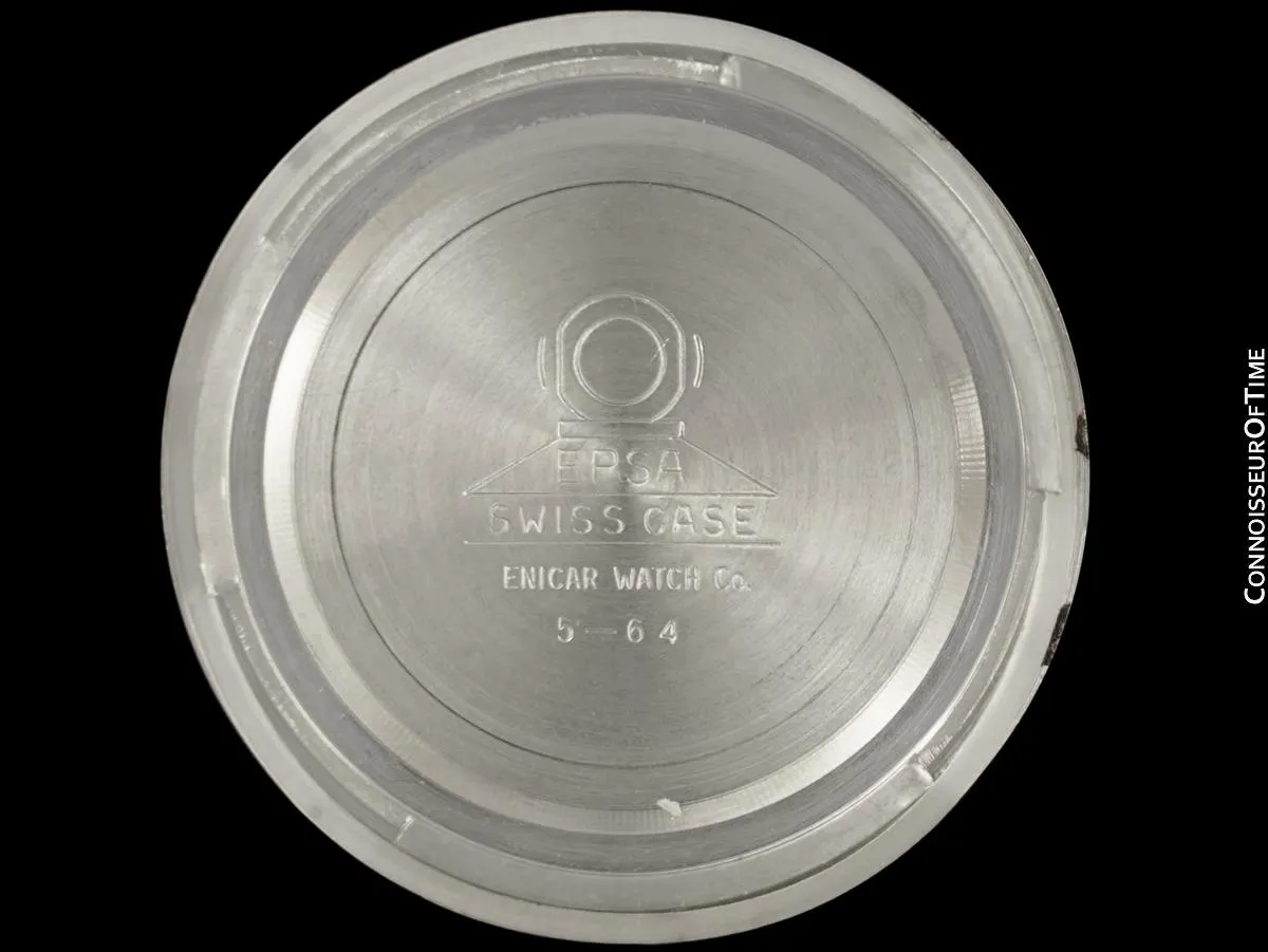 1964 Enicar Sherpa Guide 33 GMT World Time Mens Pilots Compressor Watch, Extra Large Size - Stainless Steel
