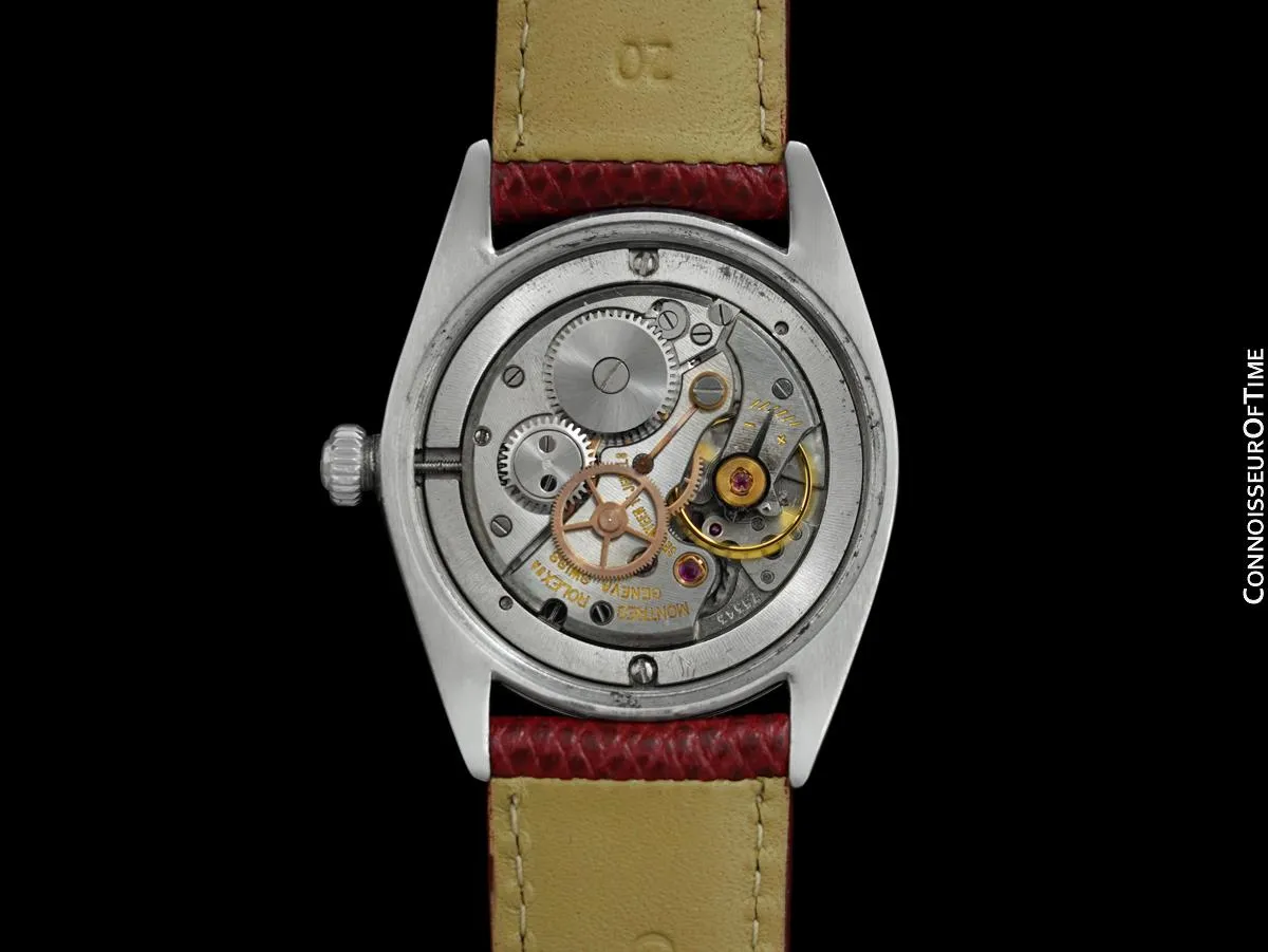 1964 Rolex Oysterdate Mens Vintage Ref. 6694 Date Watch with Red Dial - Stainless Steel & Diamonds