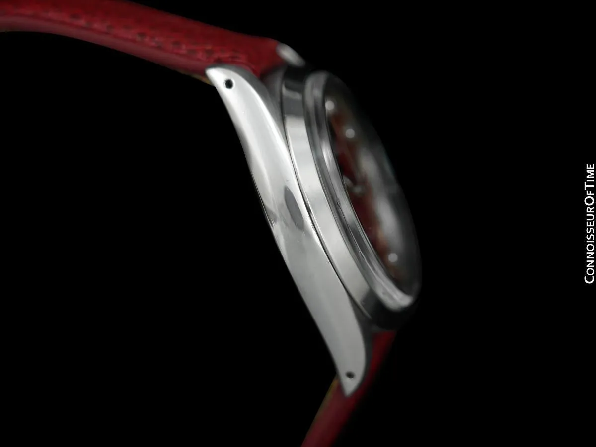 1964 Rolex Oysterdate Mens Vintage Ref. 6694 Date Watch with Red Dial - Stainless Steel & Diamonds